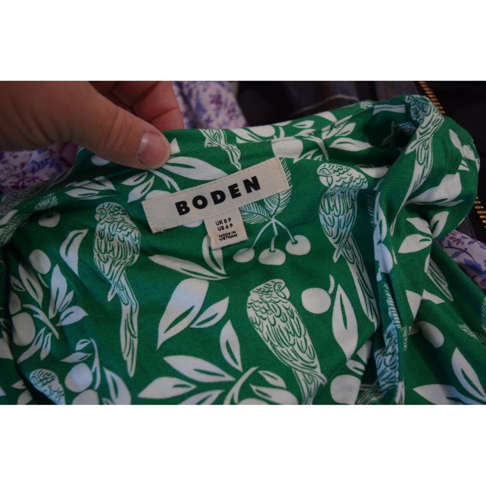 Boden Paloma Maxi Dress 4P Green Parrot V Neck Smocked Waist Sleeveless - Picture 5 of 7